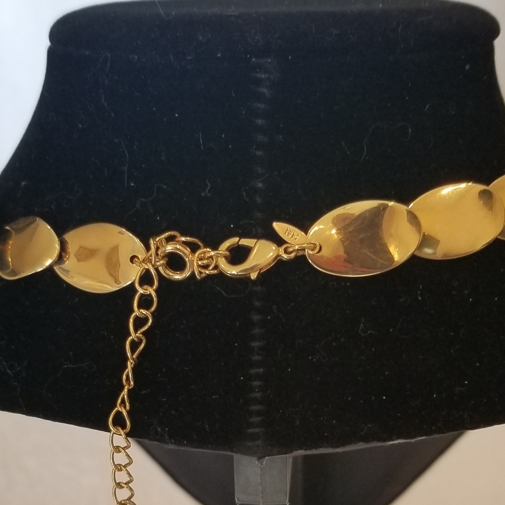 Avon Vintage Shimmering Gold Oval Necklace About 19" Long - Picture 3 of 3